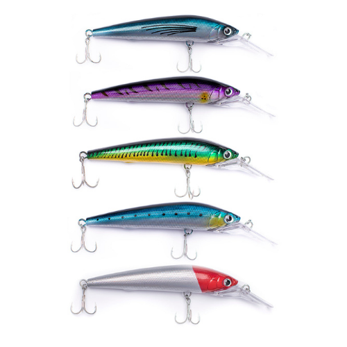 LENPABY 5pcs/lot Deep Diving Runner Minnow Jerkbaits Hard Plastic Fishing Lures Bass Tourt Baits Hook Tackle for Saltwater and Freshwater 14.5cm/5.7